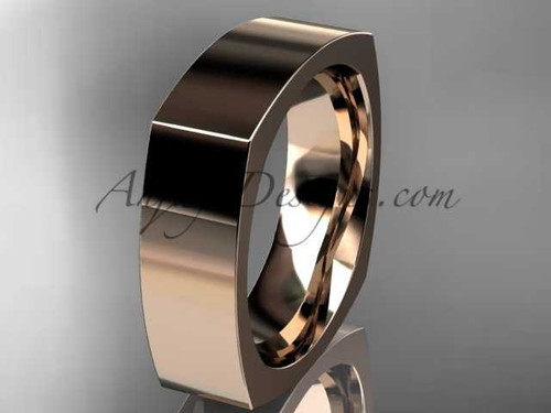 14k rose gold square 6mm wide wedding band WB50606G