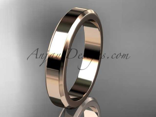 14k rose gold plain 4mm wide engagement rings for men WB50704G