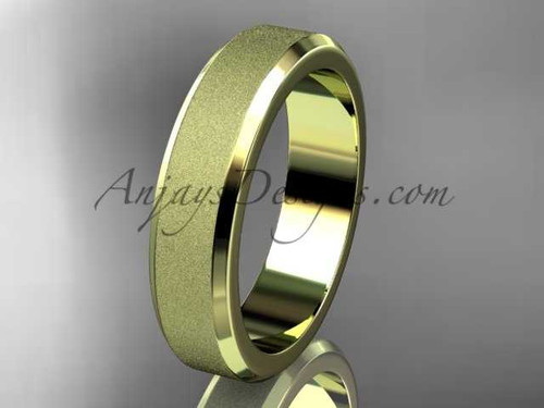14k yellow matte finish gold plain 5mm wide engagement rings for men WB50705G