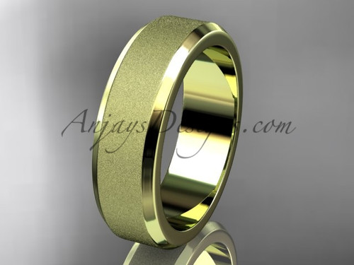 Yellow matte gold 6mm plain wedding band for men WB50706G