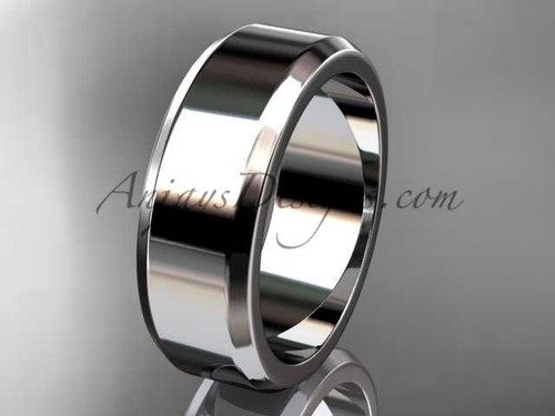 14k white gold plain 7mm wide engagement rings for men WB50707G