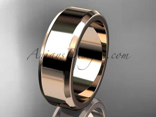 14k rose gold plain 7mm wide engagement rings for men WB50707G