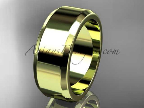 14k yellow gold plain 8mm wide engagement rings for men WB50708G
