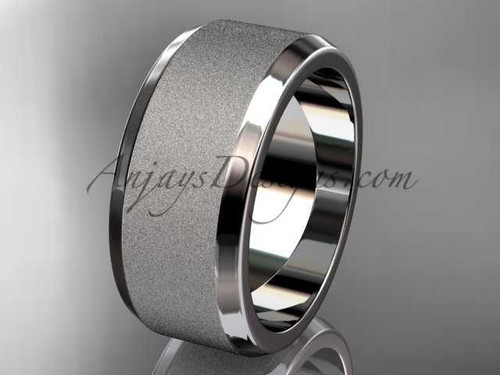 Platinum matte finish plain 9mm wide engagement rings for men WB50709G