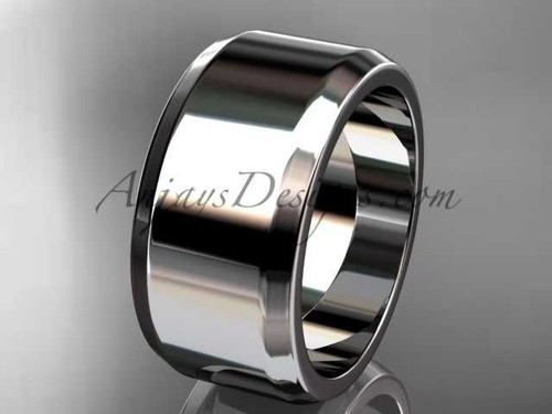14k white gold plain 10mm wide engagement rings for men WB50710G
