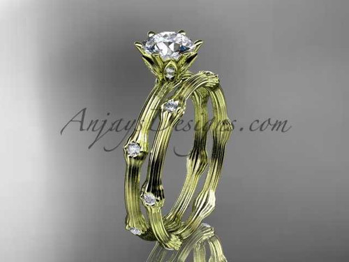14k yellow gold diamond vine wedding ring set ADLR38S