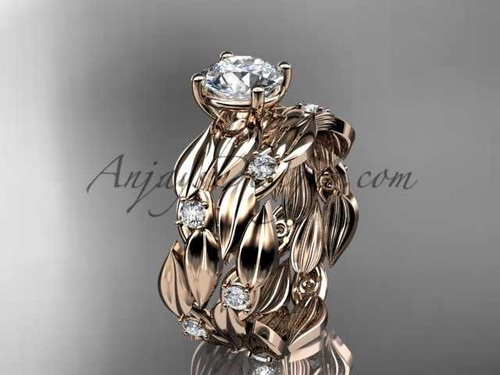 14kt rose gold diamond leaf wedding set ADLR58S