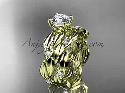 14kt yellow gold diamond leaf wedding set ADLR58S