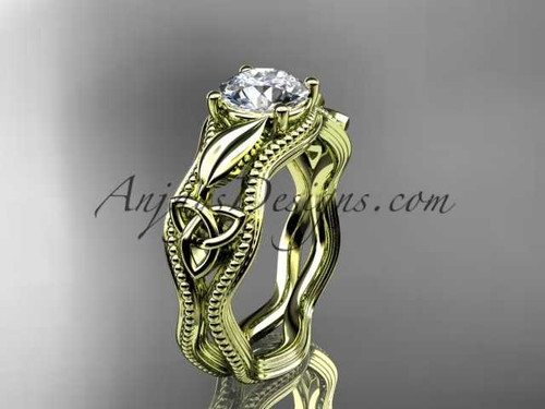 14kt yellow gold diamond celtic trinity knot wedding ring, engagement ring CT7382
