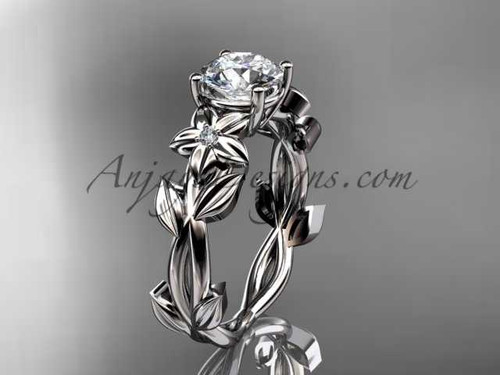 Moissanite Engagement Ring 14k white gold modern engagement ring ADLR424