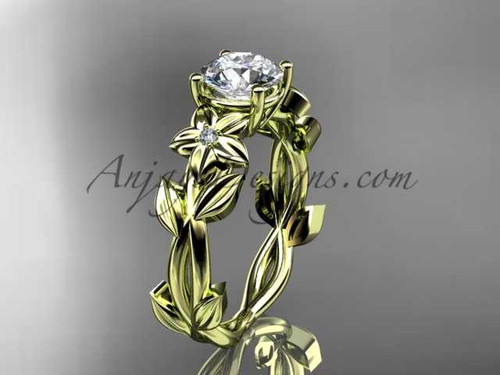 Moissanite Engagement Ring 14k yellow gold modern engagement ring ADLR424