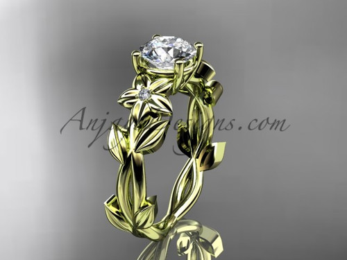 Moissanite Engagement Rings -Yellow Gold Wedding Ring ADLR424
