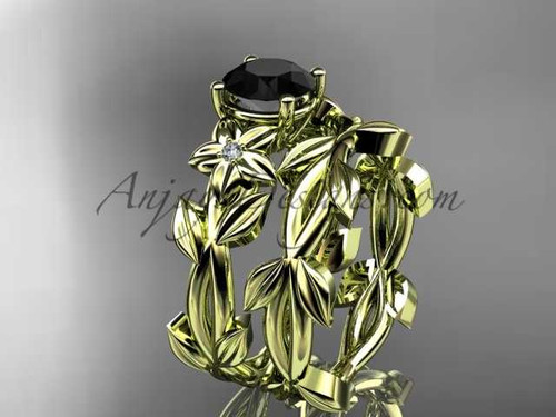 Black Diamond Wedding Sets 14k yellow gold modern engagement set ADLR424S