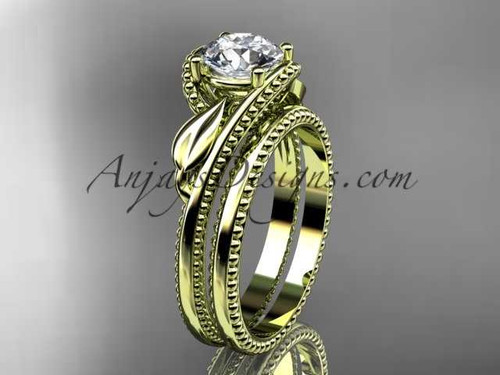 Unique 14kt yellow gold engagement set with a "Forever One" Moissanite center stone ADLR322S