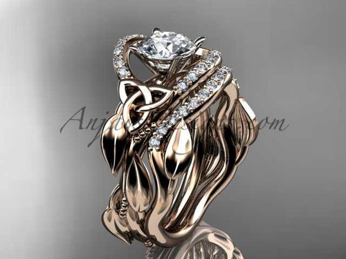 Irish Celtic Trinity Knot Engagement Ring 14kt Rose Gold Diamond Wedding Set CT7326S