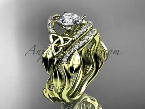 Irish Celtic Trinity Knot Engagement Ring 14kt Yellow Gold Diamond Wedding Set CT7326S