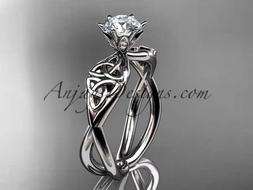 platinum diamond celtic trinity knot wedding ring, engagement ring with a "Forever One" Moissanite center stone CT7221 platinum diamond celtic trinity knot wedding ring, engagement ring with a "Forever One" Moissanite center stone CT7221