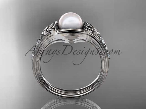 Diamond pearl celtic knot engagement ring platinum wedding ring CTP7333 Diamond pearl celtic knot engagement ring platinum wedding ring CTP7333