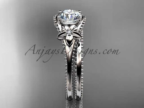 Flower wedding set 14k white gold engagement ring ADLR375S