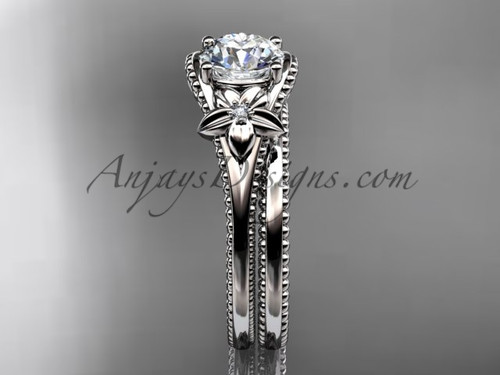 Flower wedding set 14k white gold engagement ring  ADLR375S