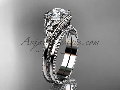 Flower moissanite bridal set platinum unusual engagement ring ADLR377S Flower moissanite bridal set platinum unusual engagement ring ADLR377S