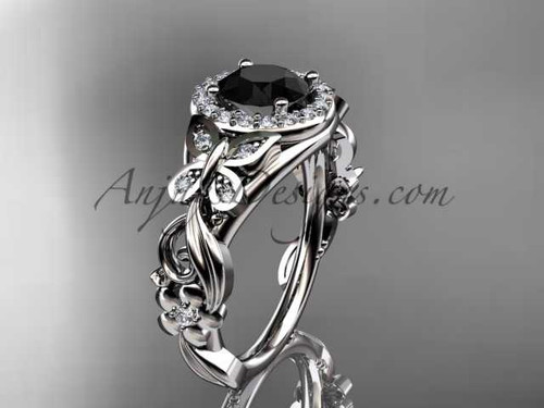 Butterfly Engagement Ring Platinum Black Diamond Wedding Ring ADLR525