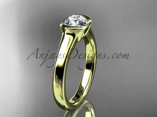 Affordable antique engagement rings 14kt Yellow Gold Beautiful Moissanite Wedding Ring VD10016