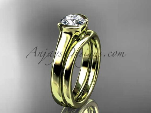 Beautiful Wedding Ring Set 14kt Yellow Gold "Forever One" Moissanite Engagement Rings VD10016S