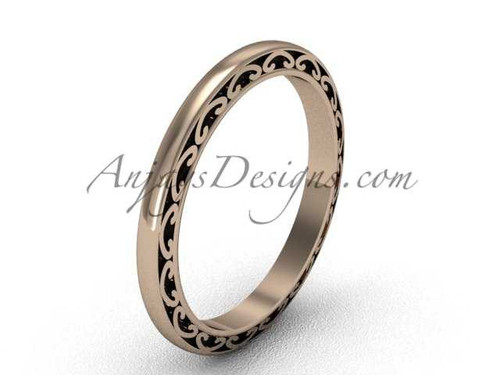 Vintage Swirl Rings, 14kt Rose Gold Wedding Band, 2mm wide Stacking Ring SGT616 Vintage Swirl Rings, 14kt Rose Gold Wedding Band, 2mm wide Stacking Ring SGT616
