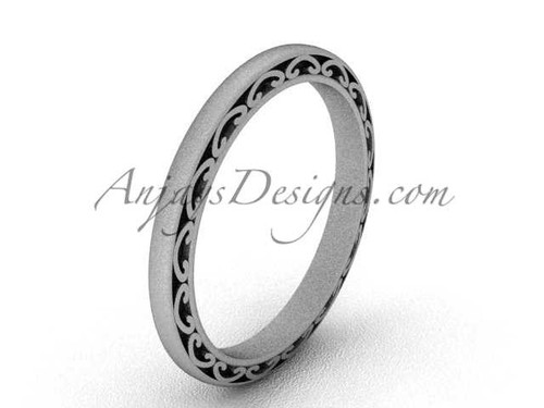 Matte Platinum Wedding Band, Stacking Wedding Rings, 2mm wide Swirl Ring SGT616 Matte Platinum Wedding Band, Stacking Wedding Rings, 2mm wide Swirl Ring SGT616