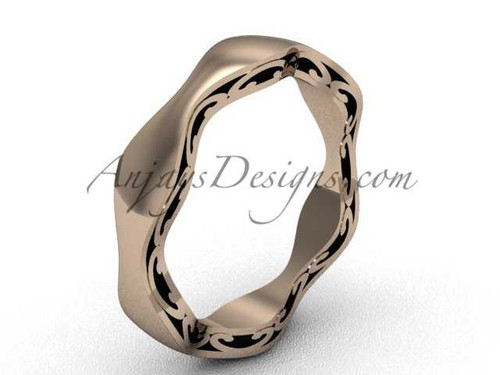 Swirl Rings, 14kt Rose Gold Wedding Band, Stacking Bridal Ring SGT619 Swirl Rings, 14kt Rose Gold Wedding Band, Stacking Bridal Ring SGT619