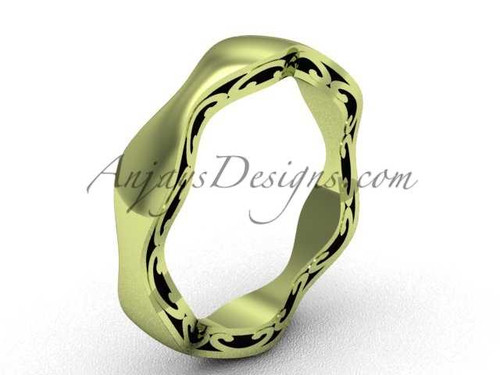 Unique Wedding Band, Swirl Bridal Rings, Vintage 14kt Yellow Gold Stacking Ring SGT619 Unique Wedding Band, Swirl Bridal Rings, Vintage 14kt Yellow Gold Stacking Ring SGT619