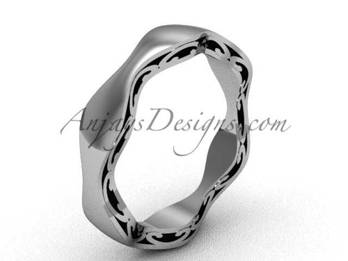 Stacking Wedding Bands, Platinum Bridal Ring, Swirl Ring SGT619 Stacking Wedding Bands, Platinum Bridal Ring, Swirl Ring SGT619