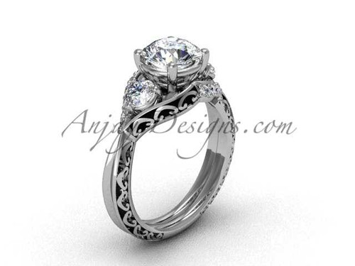 Beautiful Moissanite Engagement Ring, Platinum Bridal Rings, Wedding Ring for women SGT624