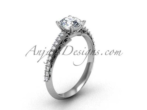 Modern Dream Engagement Rings, White Gold Unique "Forever One" Moissanite Ring SGT626