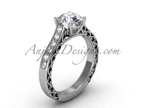 Diamond Engagement Rings for women, Unique Platinum Rings, Solitaire Wedding Ring SGT631