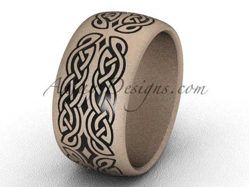 Simple Engagement Rings, 14k Rose Matte Gold 10 mm wide Wedding Band SGT608G