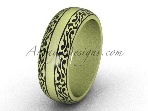 Unique Engagement Rings, 7.0 mm 14k Yellow Gold Wedding Band, Modern Wedding Ring Band SGT642G