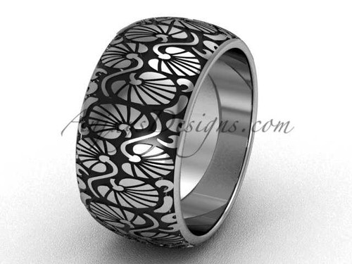 Unique Bands, Simple Bridal Rings - 14k White Gold plain 10mm wide Engagement Ring SGT644G