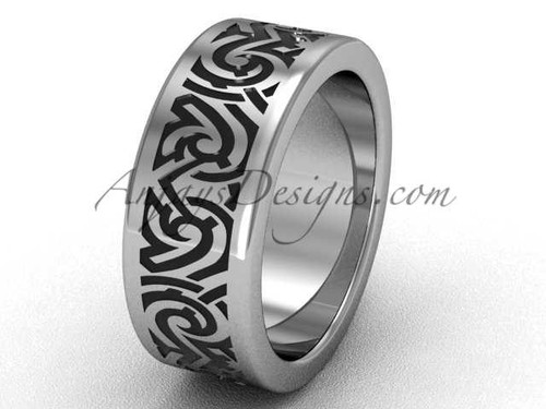 Unusual Wedding Ring Bands - Platinum 8.0 mm wide Proposal Ring SGT646G