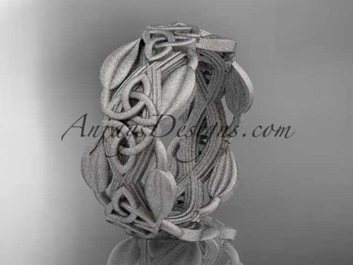 platinum diamond celtic trinity knot matte finish wedding band, engagement ring CT7259B