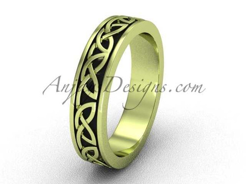 Celtic Irish Wedding Band, 14Kt Yellow Gold Engagement Ring CT7428G