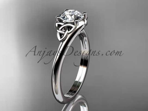 Celtic Moissanite Engagement Ring , Platinum Trinity Knot Engagement Ring CT7433