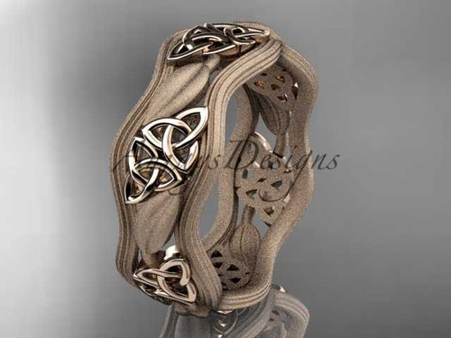 14kt rose gold celtic trinity knot wedding band, engagement ring CT7510GM