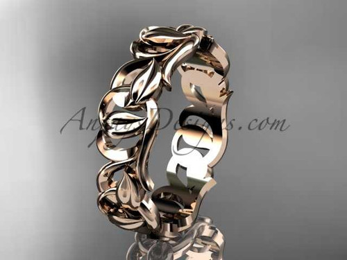 Leaf Bridal Ring, 14Kt Rose Gold Engagement Vine Ring ADLR535G