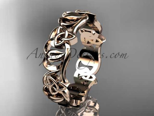 Celtic Wedding Band, 14Kt Rose Gold Irish Bridal Ring CT7536G