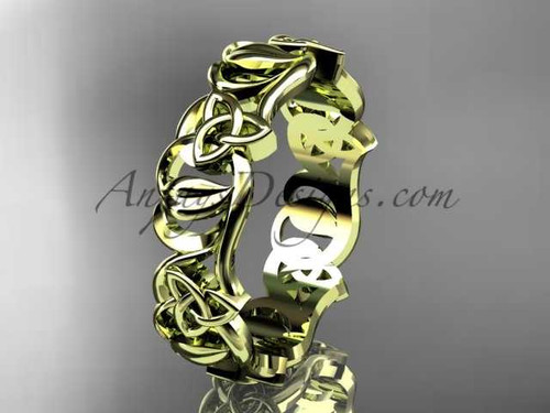 Celtic Irish Wedding Band, 14Kt Yellow Gold Engagement Ring CT7536G