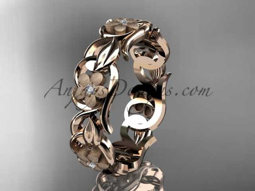 Diamond Ring, 14Kt Rose Gold Matte Finish Flower Wedding Band ADLR537B Diamond Ring, 14Kt Rose Gold Matte Finish Flower Wedding Band ADLR537B