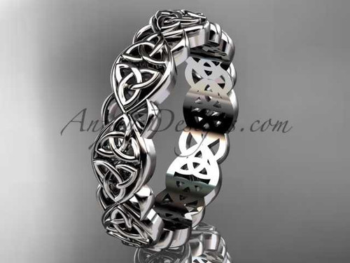 Triquetra Platinum Wedding Band, Celtic Bridal Ring, Irish Marriage Ring CT7565G