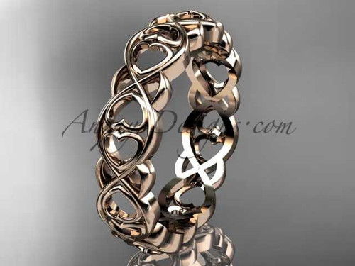 Pink Gold Infinity Heart Ring, Heart Wedding Band, 14kt Rose Gold Bridal Ring, Unusual Heart Band ADLR566G Pink Gold Infinity Heart Ring, Heart Wedding Band, 14kt Rose Gold Bridal Ring, Unusual Heart Band ADLR566G